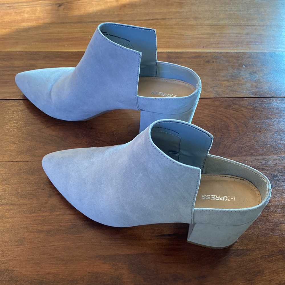 Express Light Grey Open Back Booties - 7 - image 4